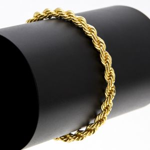 Hip Hop Gold Silver Plated Bracelet Items Trendy 6.5mm 22cm Rope Chain for Men Jewelry