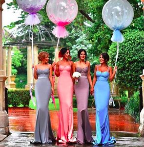 Candy Color Lace Bodice Bridesmaid Dresses For Wedding 2016 Spaghetti Mermaid Maid Of Honor Gowns Back Covered Buttons Formal Party Dresses