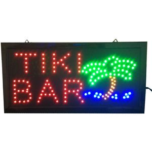 Wholesale tiki bar neon resale online - hot sale inch LED Signs bright neon led sign TIKI BAR with palm tree and ocean animation