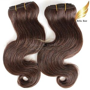 Grad 8a Brasiliansk kroppsvåg Färgad Human Haft Weft Brown # 4 Vågigt Human Hair Weaves Gratis Frakt Bella Hair Extensions