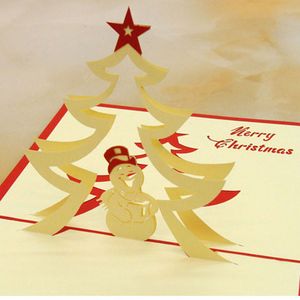 Cartone animato Stella di Natale Fatti a mano 3D Pop UP Biglietti d'auguri Invito Pupazzo di neve Cartolina per forniture per feste festive