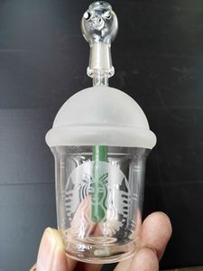 슈퍼 귀여운 미니 스타 벅스 컵 10mm 공동 유리 봉! Dabuccino Style 영감을받은 스타 벅스 Themed Concentrate Cup Rig 수도관 기능성