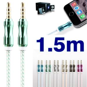 1m 1,5 M Pleciony Aluminium Tkany Kabel Audio 3.5mm Stereo Mężczyzna Extended Aux Drut pomocniczy do iPhone 6S Samsung S7 MP3 MP3 Głośnik