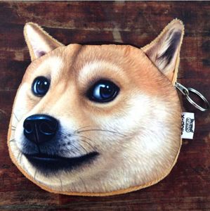 New husky e akita dog face personalidade carteira cão rosto bolsa com zíper case crianças bolsa de impressão digital 3d carteiras
