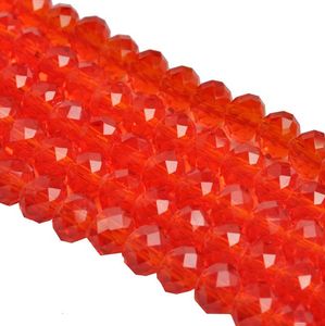 Nya 500pcs / Lot Fashion Red Rondelle Faceted Crystal Glass Loose Spacer Pärlor För Smycken Gör Bicone 8mm