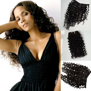 Peruvian Virgin 120G Deep Wave Clip in Hair Extension Natural Color Hume Clip in Hair Extensions 9st/Set 12-26 tum i lager