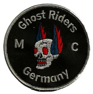 Alta qualidade Ghost Riders Skull Patch Biker Motorcycle Club Colete Outlaw Cool Biker MC Jacket Punk Iron em Patches Frete Grátis