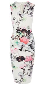 Moda Flor Imprimir Mulheres Bainha Vestido Com Decote Em V Vestidos Casuais 074A666