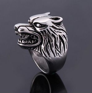 Wholesale-2016 hot new arrival vintage ring Jewelry Super animal Wolf Rings Stainless Steel Punk Biker men's Ring jewelry