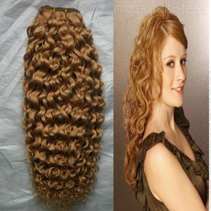 Brasiliansk Kinky Curly Hair Weave Bundlar Honey Blonde Weave Hair 100g Honey Blond Brazilian Hair Weave