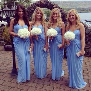 Light Blue Wedding Party Dress For Bridesmaid 2016 Sweetheart Chiffon Beach Bridesmaid Dresses Vestido De Festa