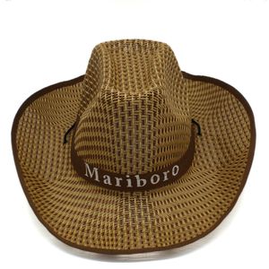 新しい格子縞のユニセックス西カウボーイハットトレンドわらストロー織りの観光キャップワイドブリムサンハット男性女性カウボーイカウガール屋外の帽子