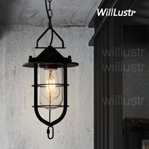 Willlust Metal Dock Suspension Lampa Iron Frame Glass Pendant Light Hotel Hall Restaurang Loft Foyer Dinning Vardagsrum Hängande Belysning