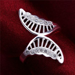 Mix size silver Inlaid stone butterfly rings With Side Stones hollow GSSR544 Factory direct sale fashion sterling silver plated finger ring