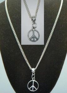 Vintage Silver Peace Sign Naszyjniki Urok Choker Collar NecklaceSpendants dla kobiet Prezent DIY Biżuteria Moda Akcesoria Gorąca Sprzedaż Q