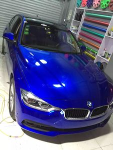 Полуночная конфеты Gloss Metallic Blue Vinyl Wrap Car Wrap с воздушным пузырьком Бесплатный размер: 1,52*20 м/рулон 5x67 -футовый рулон