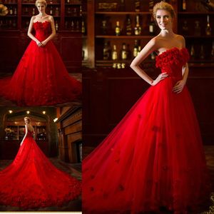 赤いウェディングドレスAラインの床の長さの長い女性を着用特別な日のドレスブライダルパーティードレスプラスサイズのvestido de Noiva Longo