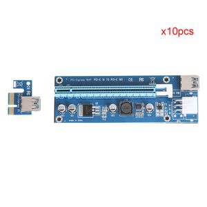 Freeshipping 10 sztuk Uaktualnienie PCI-E Express 1x do 16x Extender Riser Adapter SATA 15Pin Male do 6Pin Linia Zasilania USB 3.0 Kabel do górnictwa