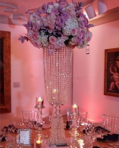 Groothandel Sliver Iron met Crystal Beads Garland Diamond Wedding Columns Pillars