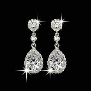 Shining Fashion Crystals Earrings Silver Rhinestones Long Drop Earring For Women Bridal Jewelry 5 Colors Wedding Gift For Friend