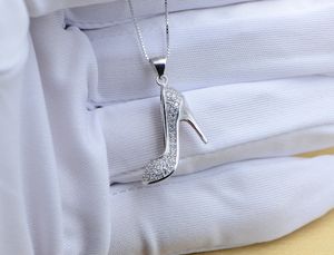 NEW sterling silver high heeled crystal shoes pendant necklace personality women fashion jewelry years girls birthday gift