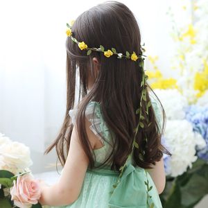 Podróży plaży Liście Rattan Kolorowe Ślub Garlands Druhna Bridal Headband Flower Crown Bohemia Head Flower Girl Fair Accessory