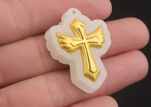 Gold eingelegten Jade günstigen Kreuz Anhänger Halskette und Anhänger (Jesus Christus)