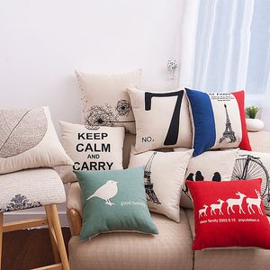 Multi Style Linen Cotton Pillow Cases Soft And Comfortable Home Decor Cushion Covers Bird Hug Pug Pillowcases