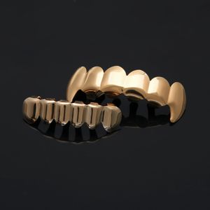14k Золотые посеребренные хип-хоп зубов Грильц Верхний Гриль набор для мужчин * Новое высокое качество !!