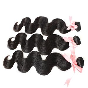 Indian Unprocessed Hair Extensions Human 14"16"18" Dyeable Hair Weft Weave Extensions Natural Color Body Wave 3pcs 7A Double Weft