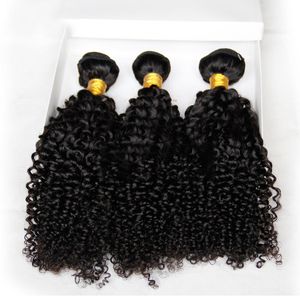 4PCS LOT 8-30INCH MALAYSISK KINKY Curly Virgin Hair Grade 7A Obehandlat Malaysiskt lockigt mänskligt hår väv naturlig svart tjock mjuk förlängning