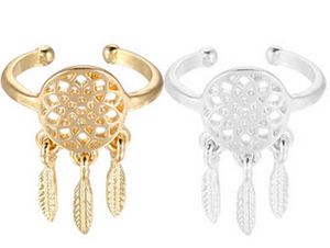 Dreamcatcher Ringar för kvinnor Silver och guldfärg Indisk stil Ringar Finger Söt smycken Tillbehör Julklapp Partihandel DHL