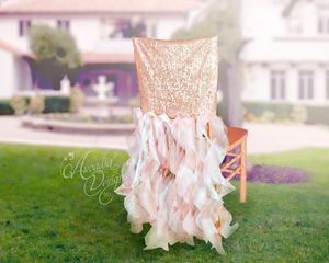 2016 Paillettes Ruffles Wedding Chair Sashes Vintage Romantic Organza Chair Covers Floral Wedding Supplies Accessori da sposa di lusso 02