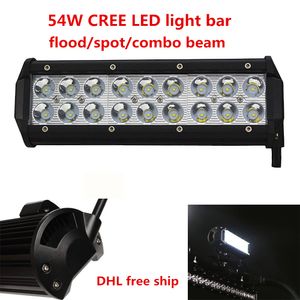 Lighting 9 inch white 54W LED WORK Light bar 4*4 FLOOD TRUCK BOAT OFFROAD utv