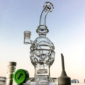 Faberge Fab Egg Recycler Bong Hookahs Waterpipe Showerhead Perc Dab Oil Rigs Glass Bongs Smoking Water Pipes Com 14mm Joint MFE01