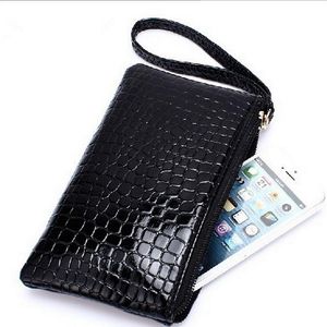 Fashion Ladies PU Leather Hangbags Women Casual Embossed Zipper Crocodile Pattern coin money Purse Wallet Phone pouch