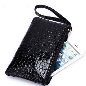 Moda Damska PU Leather Hangbags Kobiety Dorywczo Tłoczenie Zipper Krokodyla Wzór Moneta Pieniądze Torebka Portfel Phone Studka