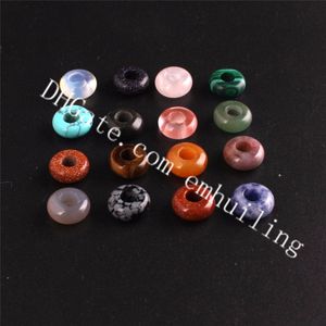 10*4mm Mixed Random Color Natural Mineral Rock Quartz Crystal Beads Charm Drilled Hole Stone Beads Loose Spacer Bead for DIY Jewelry Making