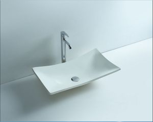 Rectangular Bathroom Solid Surface Stone Counter Top Vessel Sink Fashionable Cloakroom Stone Vanity Wash Basin RS3808