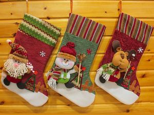 Free shipping 2016 happy Christmas lovely stockings hanging indoor family festival Ornaments SHB050