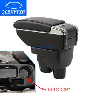 For Chevrolet Sail 3 2015-2017 Armrest Center Storage Box Black Gray Cream Color ABS Leather With Cup Winner Ashtray Accessory