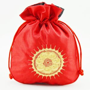 Ethnic Embroidery Sun Fabric Gift Pouch Satin Drawstring Jewelry Gift Packaging Bags Lavender Perfume Coin Storage Pocket Sachet 3pcs lot