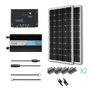 Venta al por mayor de El panel solar de 200 vatios kit completo 200W Mono conexión a la red Controlador de carga del inversor