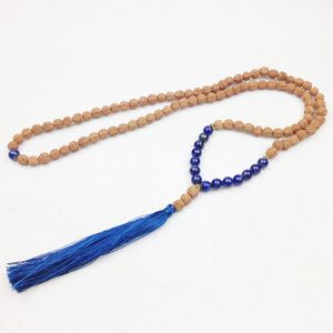 ST0240 Inre Sanning Yoga halsband Lapis Lazuli 108 Mala Pärlor Tassel Halsband Trendig Design Kvinnor Yoga halsband