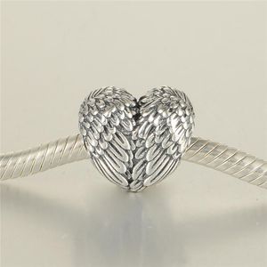 Angelic fjädrar charm s925 sterling silver smycken passar pandora stil armband och halsband