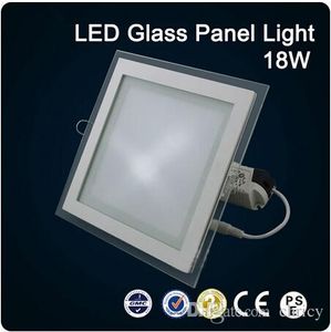 LED Glaspanel Ljus Inbyggd Downlight 6W 12W 18W Square Glass Cover Kommersiell belysning AC85-265V 3 års garanti