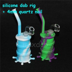 Hookah Silicone Barrel Mini Dab Jar Bongs Vattenrör Silikonolja Drum Riggar med Quartz Nails DHL