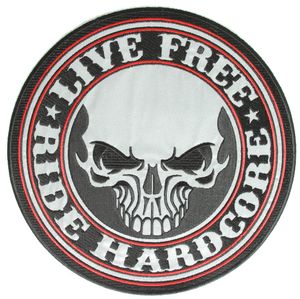 Жесткий жирный жилет Boldefactive Skull Biker Patch Ride Hardcore, вышитый железо или шить на патч-10-дюймовой бесплатной доставке