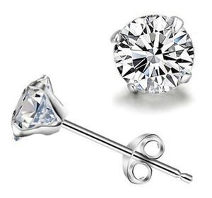 925 sterling silver stud earrings Luxury Crystal Zircon Stud Earrings for men women Elegant noble earring jewelry wholesale