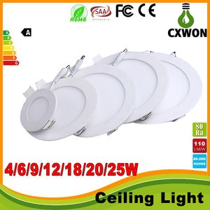 SMD2835 LED Painel Luzes Alta potência 9W 12W 15W 18W 20W 25W Lâmpada de bulbo de teto 110-240V Downlight para quarto de sala de estar quarto